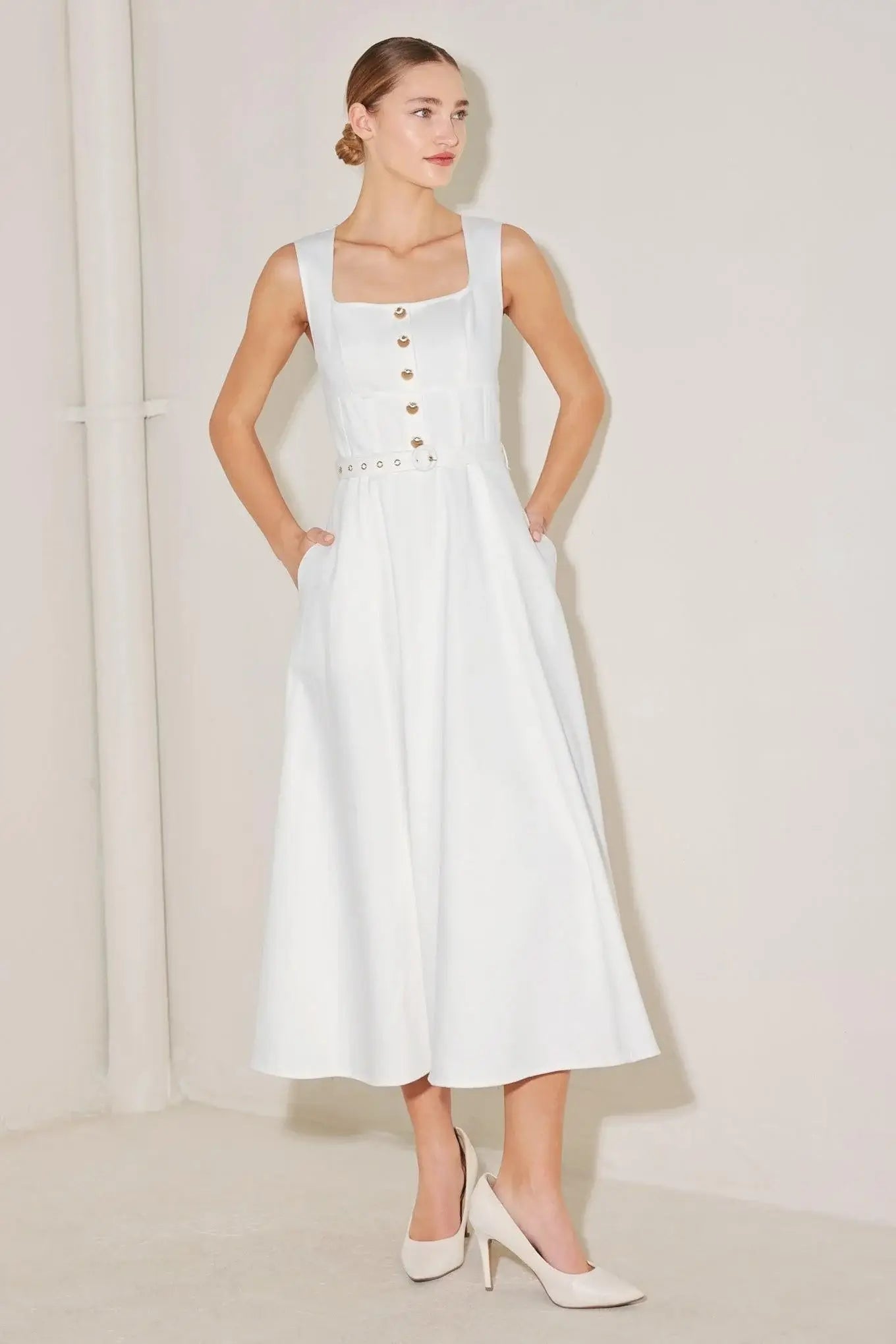 SUMMER SOCIAL WOVEN MIDI DRESS - Flying Tomato - Flyclothing LLC
