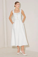 SUMMER SOCIAL WOVEN MIDI DRESS - Flying Tomato - Flyclothing LLC