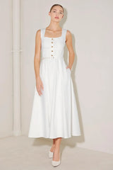 SUMMER SOCIAL WOVEN MIDI DRESS - Flying Tomato - Flyclothing LLC