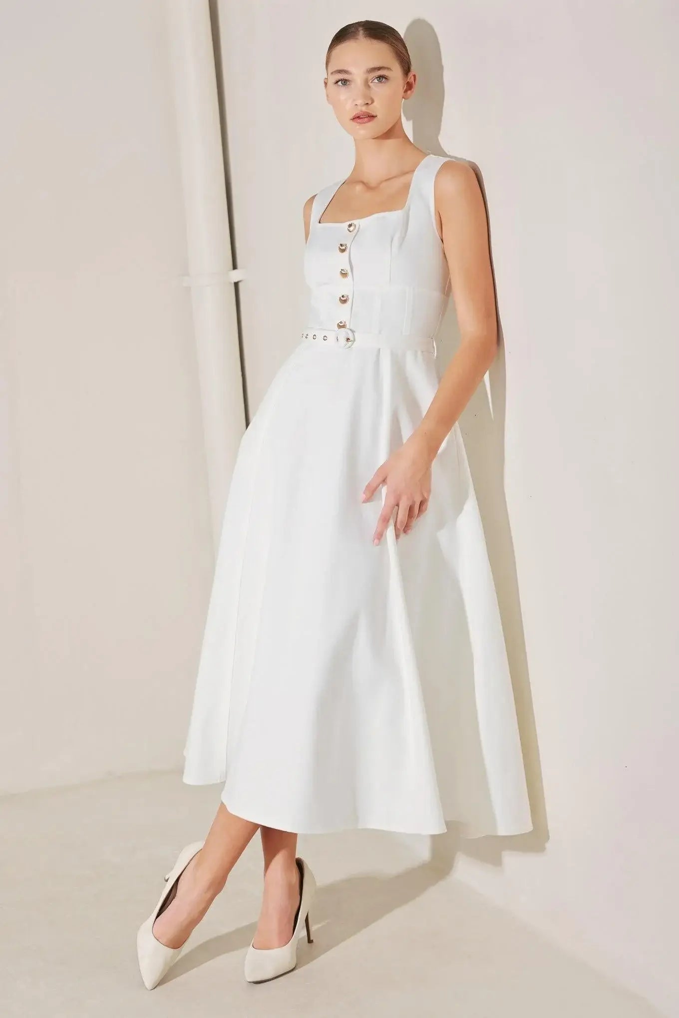 SUMMER SOCIAL WOVEN MIDI DRESS - Flying Tomato - Flyclothing LLC