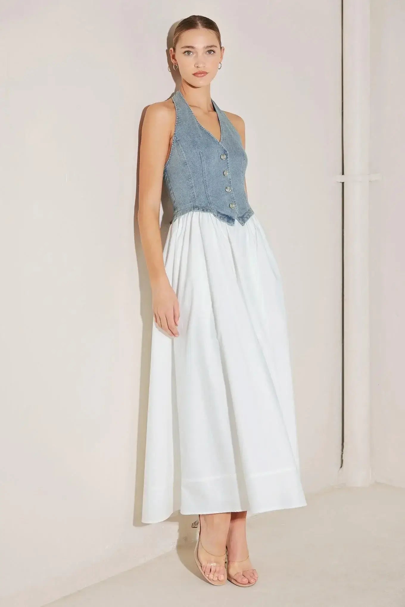 CITY TO COAST WOVEN MIDI DRESS - Flying Tomato - Flyclothing LLC