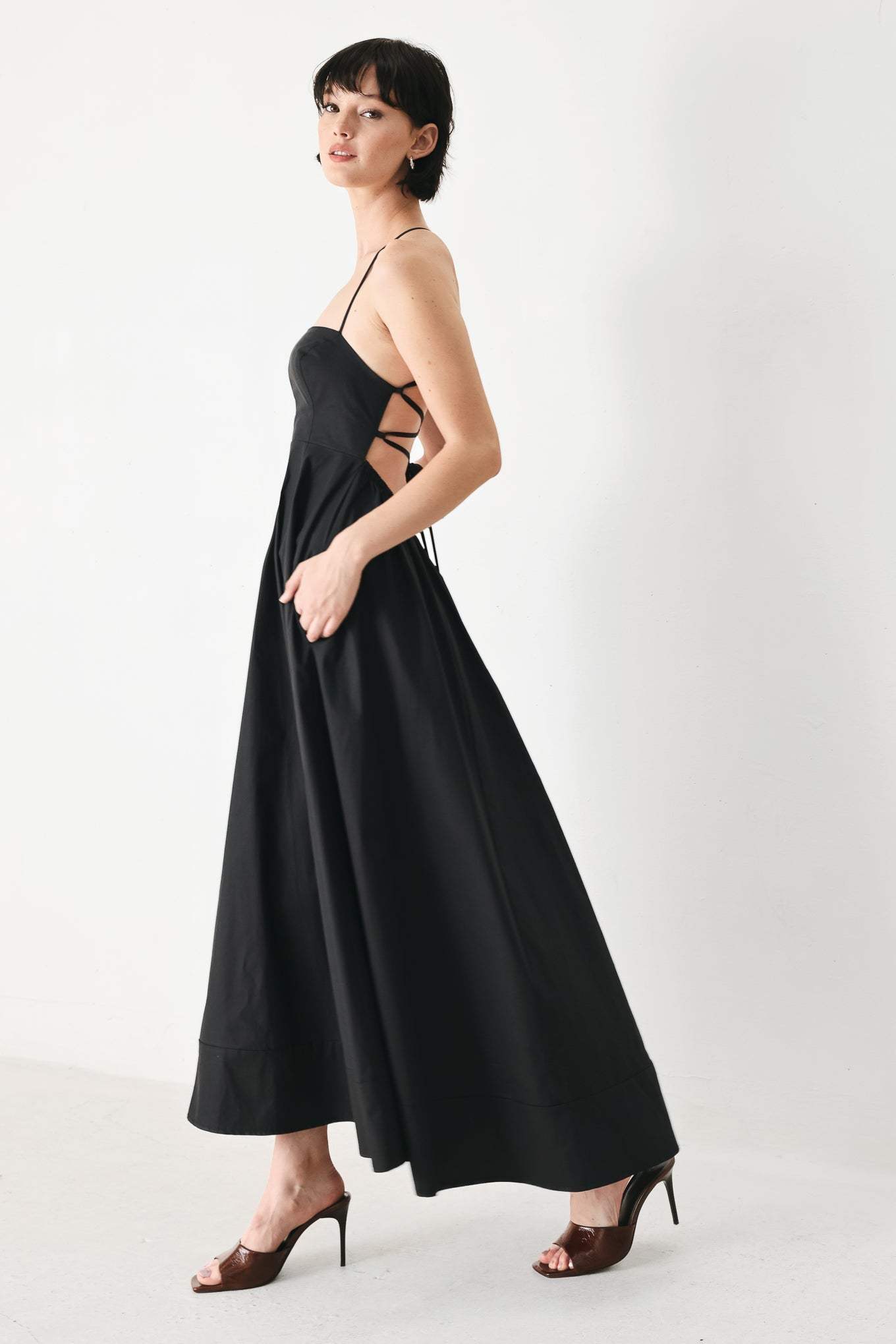 PURE LINE WOVEN MIDI DRESS - Flying Tomato - Flyclothing LLC