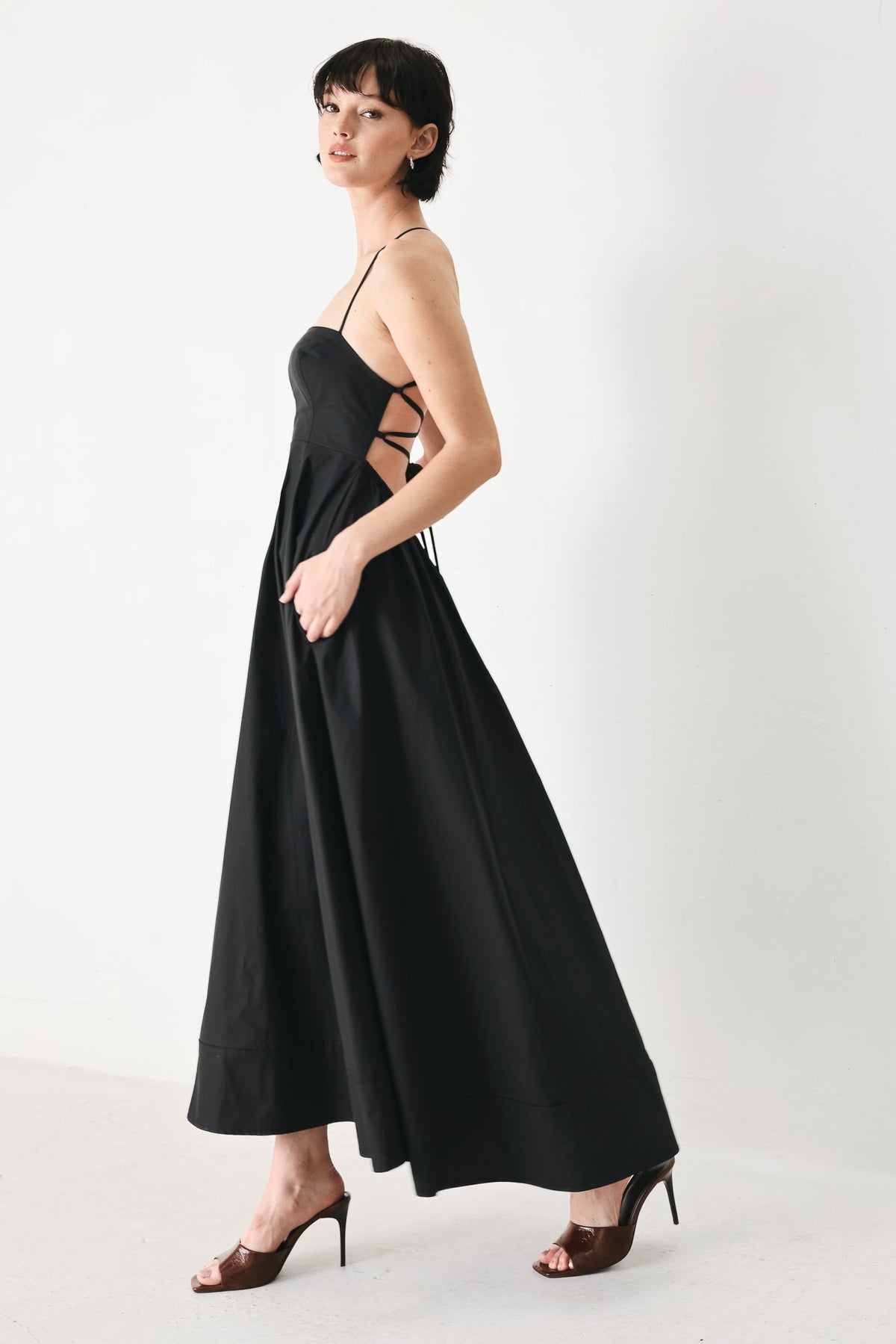 PURE LINE WOVEN MIDI DRESS - Flying Tomato - Flyclothing LLC
