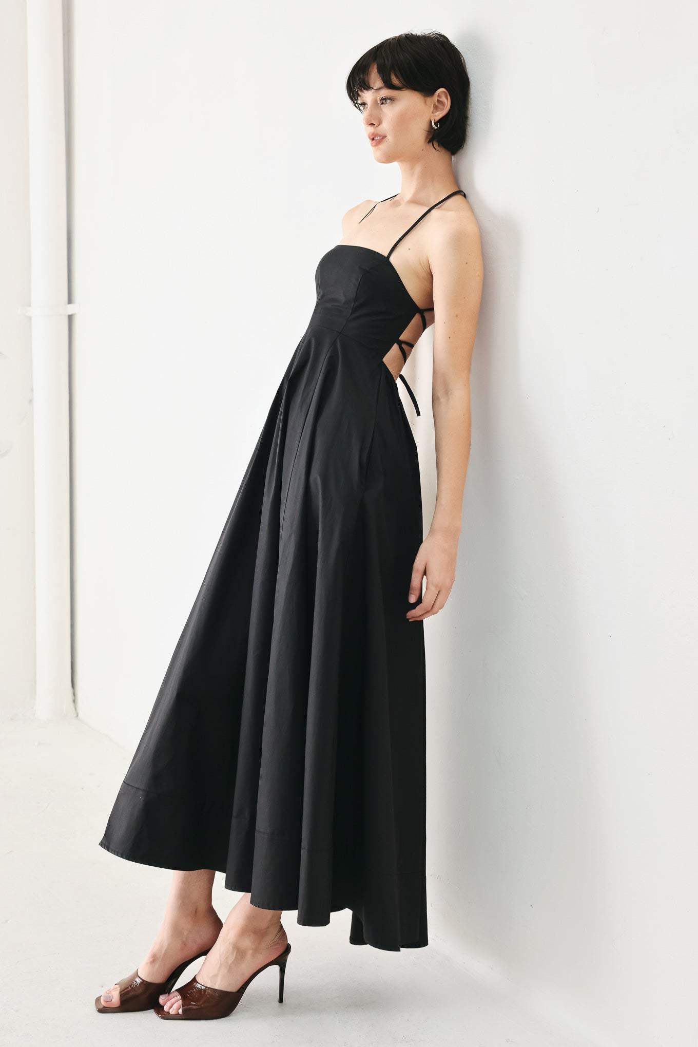 PURE LINE WOVEN MIDI DRESS - Flying Tomato - Flyclothing LLC