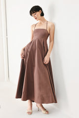 PURE LINE WOVEN MIDI DRESS - Flying Tomato - Flyclothing LLC