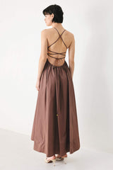 PURE LINE WOVEN MIDI DRESS - Flying Tomato - Flyclothing LLC