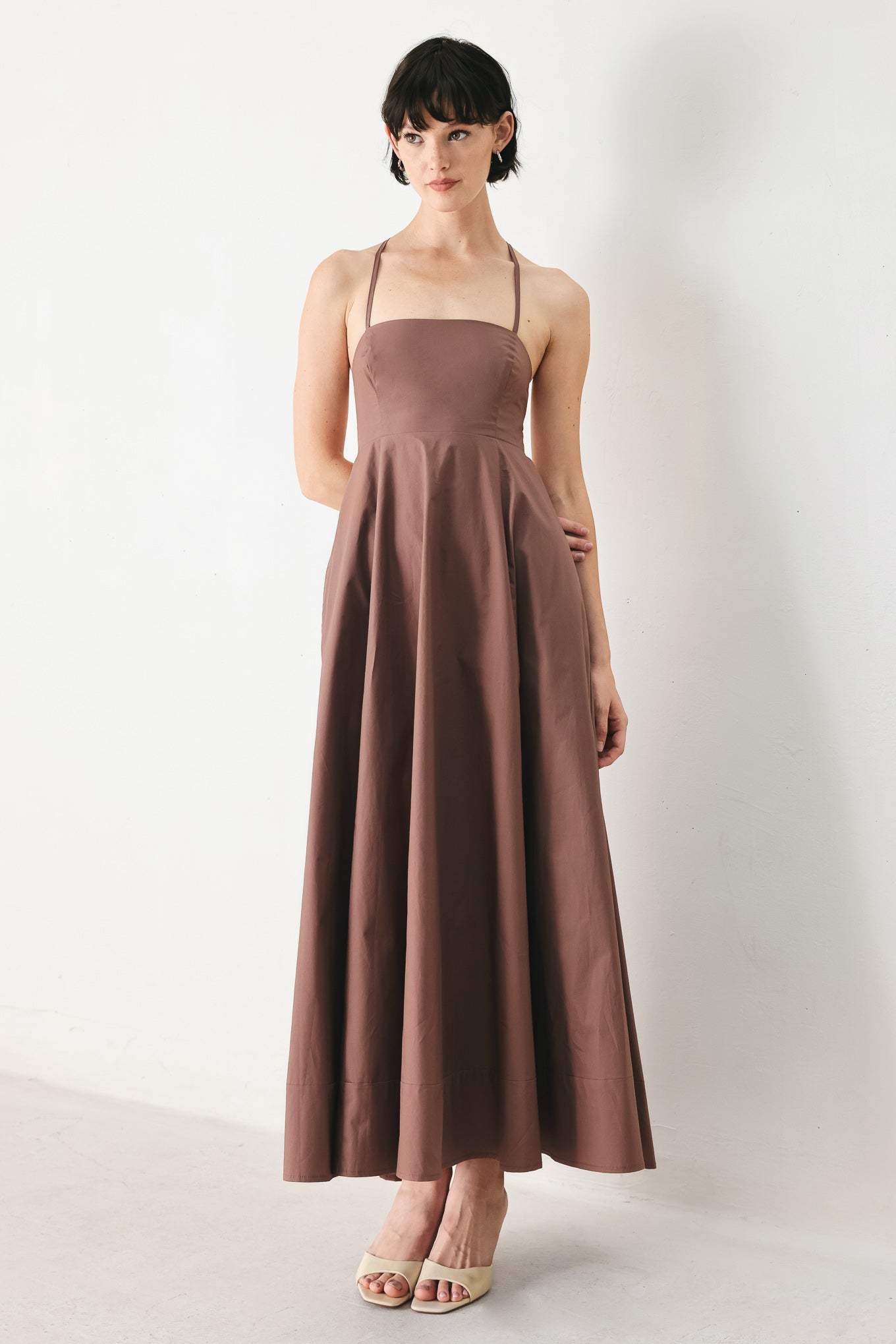 PURE LINE WOVEN MIDI DRESS - Flying Tomato - Flyclothing LLC