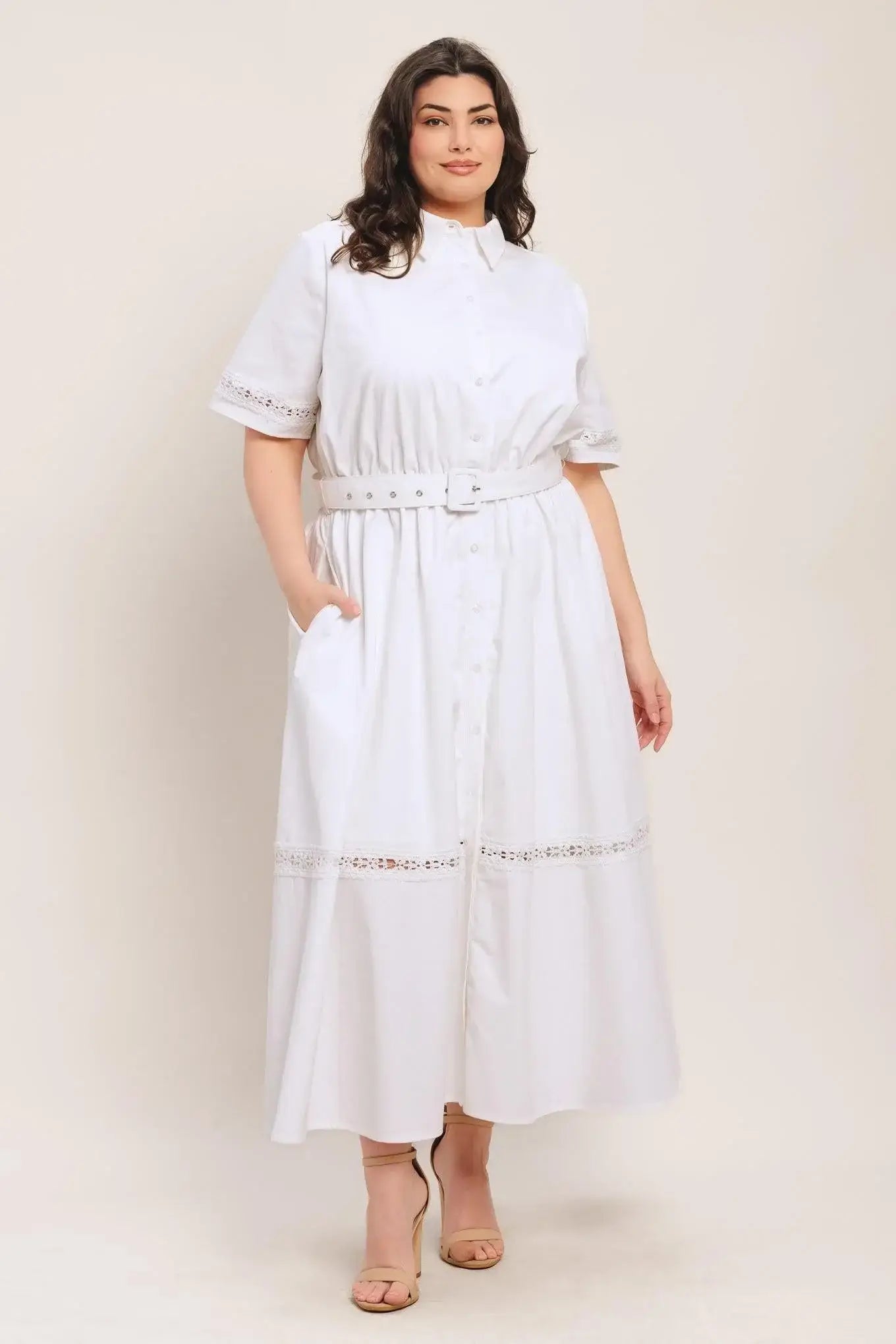 ELEGANT ENCOUNTER WOVEN MIDI DRESS - Flying Tomato - Flyclothing LLC