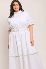ELEGANT ENCOUNTER WOVEN MIDI DRESS - Flying Tomato - Flyclothing LLC