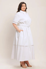 ELEGANT ENCOUNTER WOVEN MIDI DRESS - Flying Tomato - Flyclothing LLC