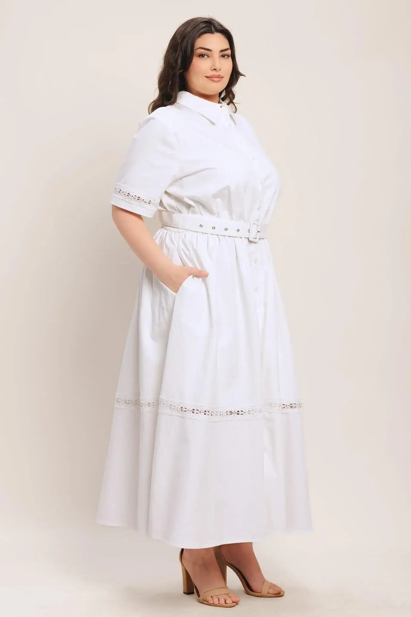 ELEGANT ENCOUNTER WOVEN MIDI DRESS - Flying Tomato - Flyclothing LLC