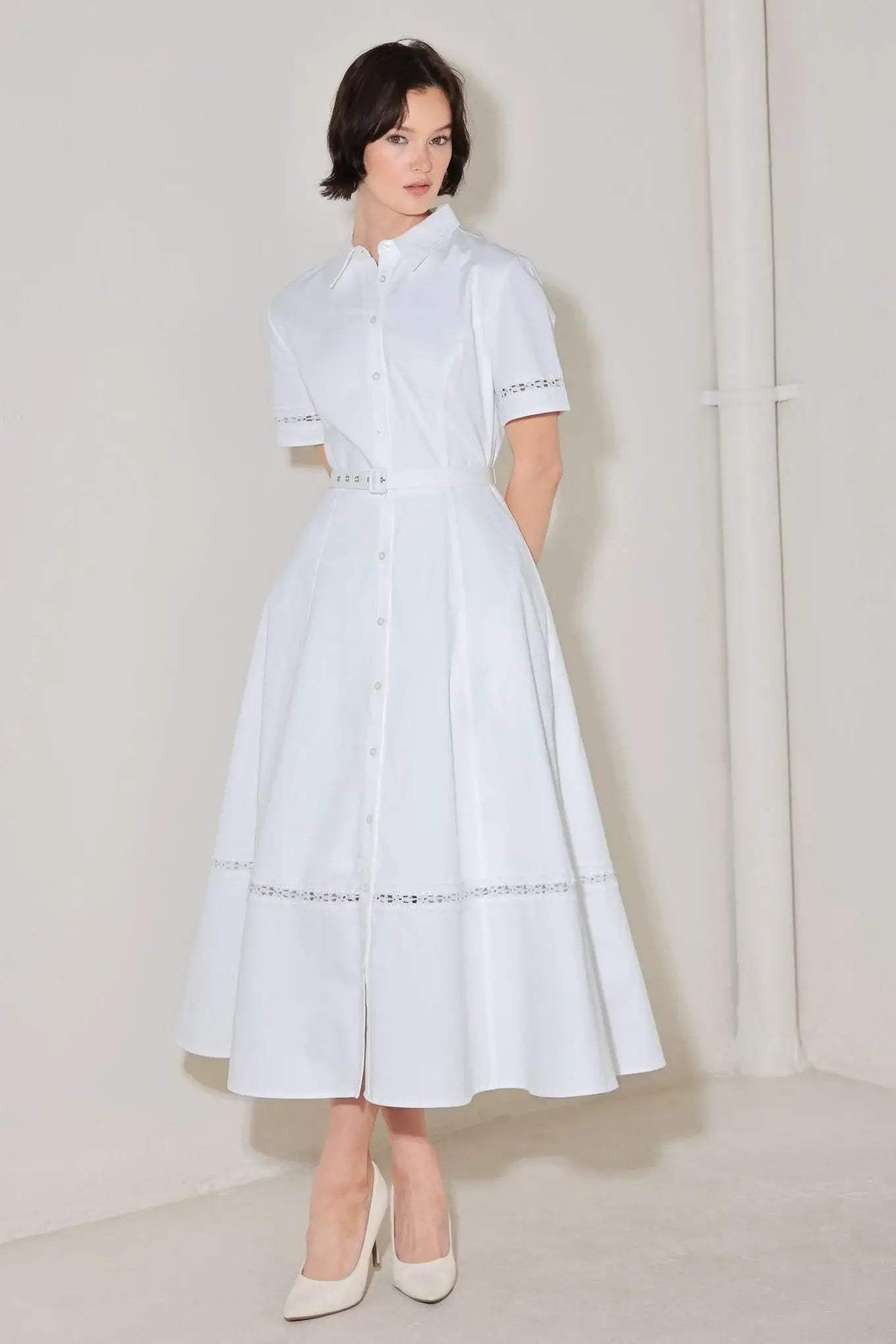 ELEGANT ENCOUNTER WOVEN MIDI DRESS - Flying Tomato - Flyclothing LLC