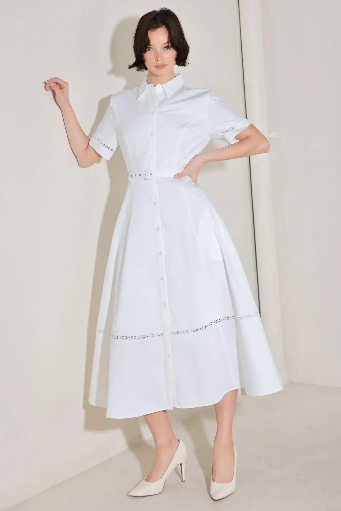 ELEGANT ENCOUNTER WOVEN MIDI DRESS - Flying Tomato - Flyclothing LLC