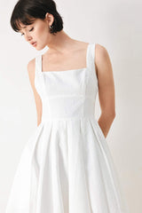 ECHO IN WHITE WOVEN MIDI DRESS - Flying Tomato - Flyclothing LLC