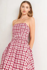 CHERRY CHECK TWEED MINI DRESS - Flying Tomato - Flyclothing LLC