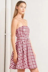 CHERRY CHECK TWEED MINI DRESS - Flying Tomato - Flyclothing LLC