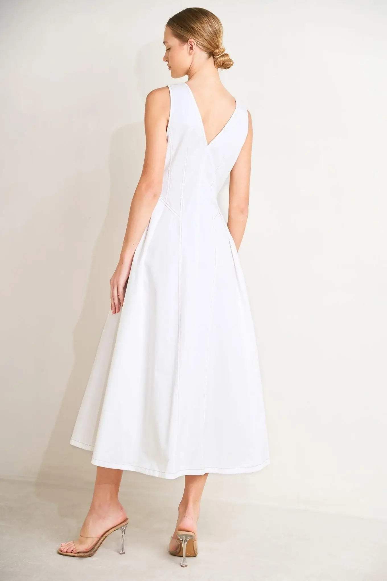 ELEGANTLY YOURS WOVEN MIDI DRESS - Flying Tomato - Flyclothing LLC