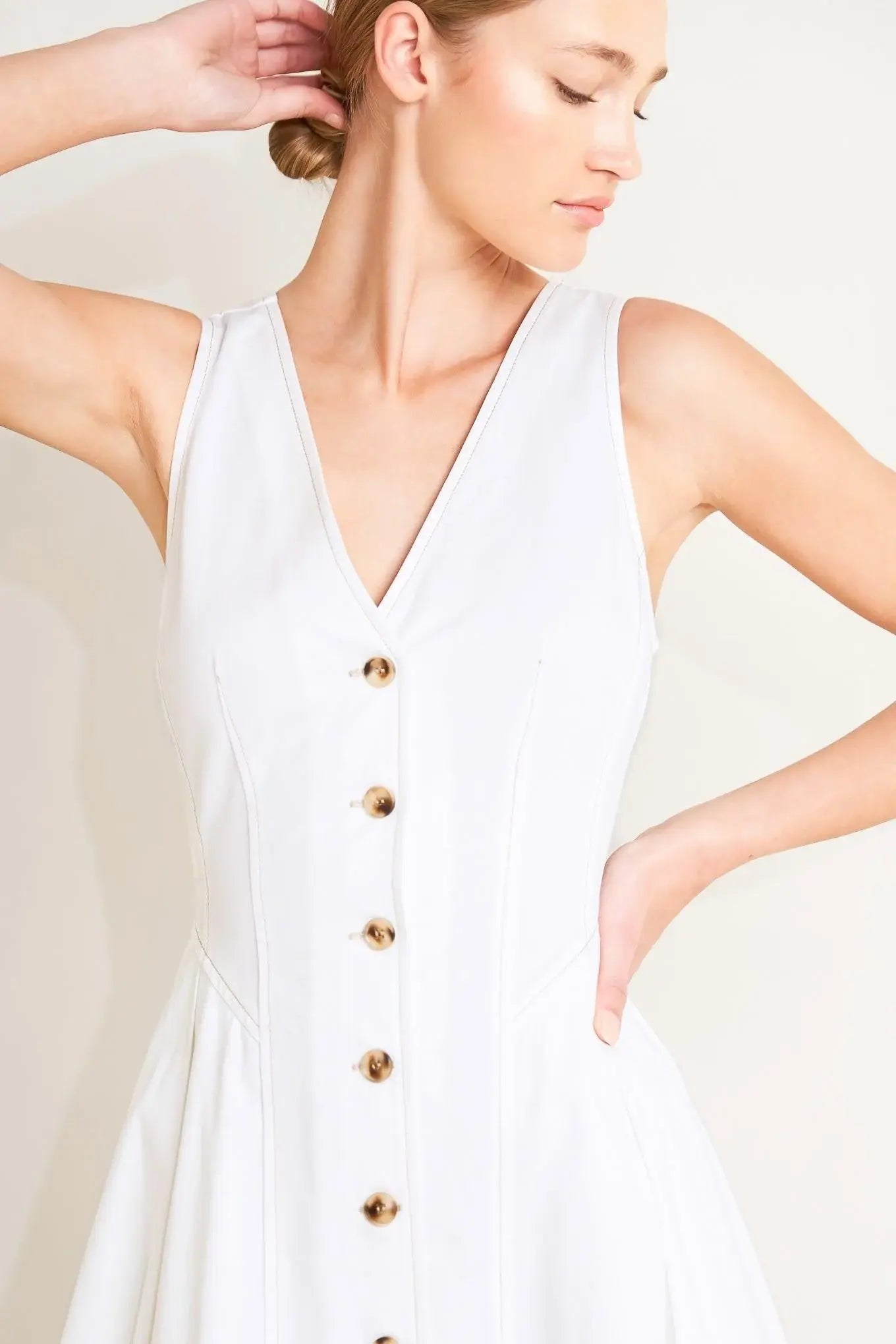 ELEGANTLY YOURS WOVEN MIDI DRESS - Flying Tomato - Flyclothing LLC