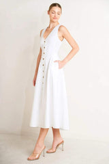 ELEGANTLY YOURS WOVEN MIDI DRESS - Flying Tomato - Flyclothing LLC