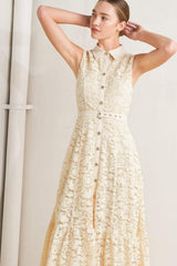 PURELY ROMANTIC WOVEN LACE MIDI DRESS - Flying Tomato - Flyclothing LLC