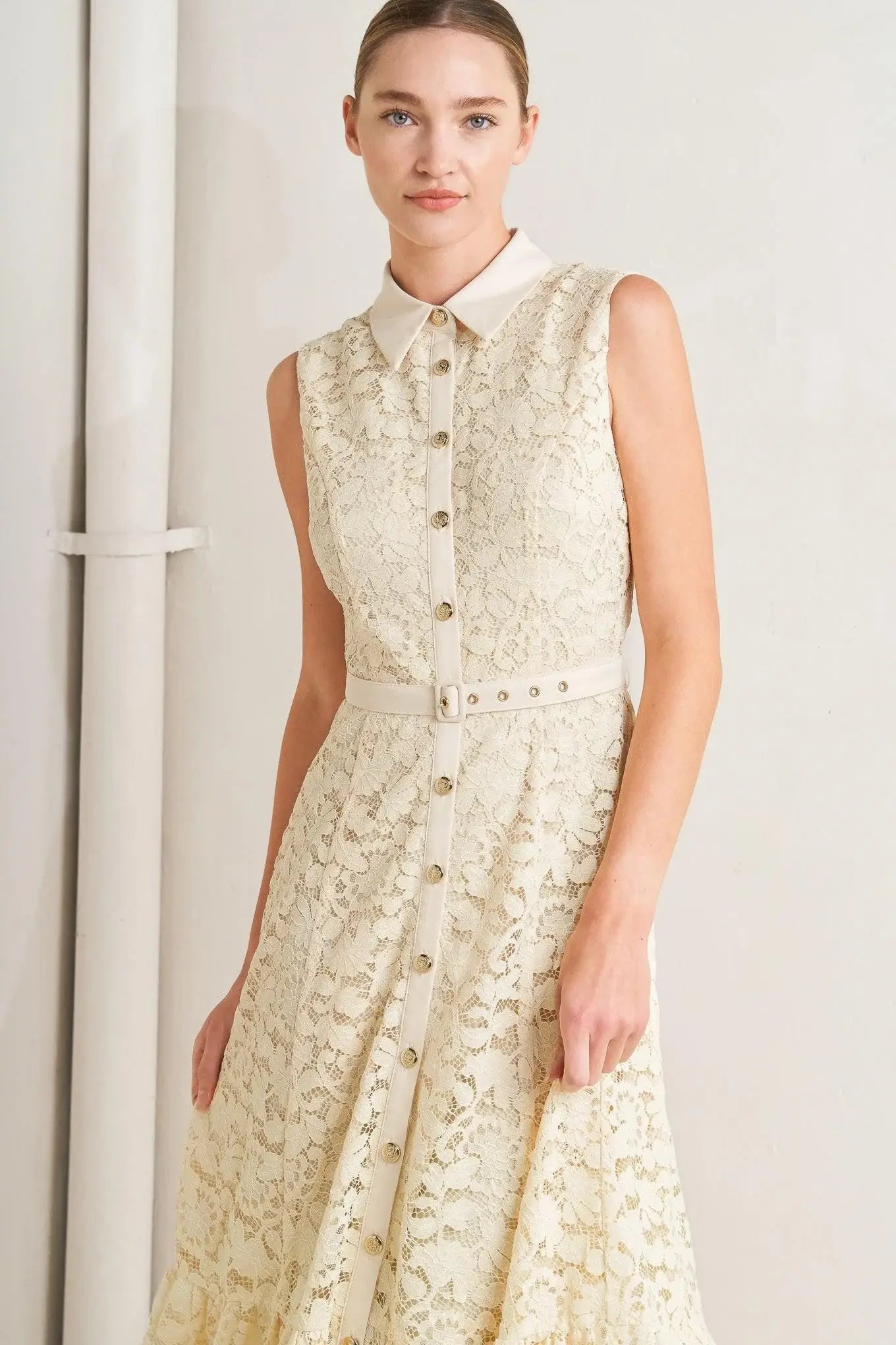 PURELY ROMANTIC WOVEN LACE MIDI DRESS - Flying Tomato - Flyclothing LLC