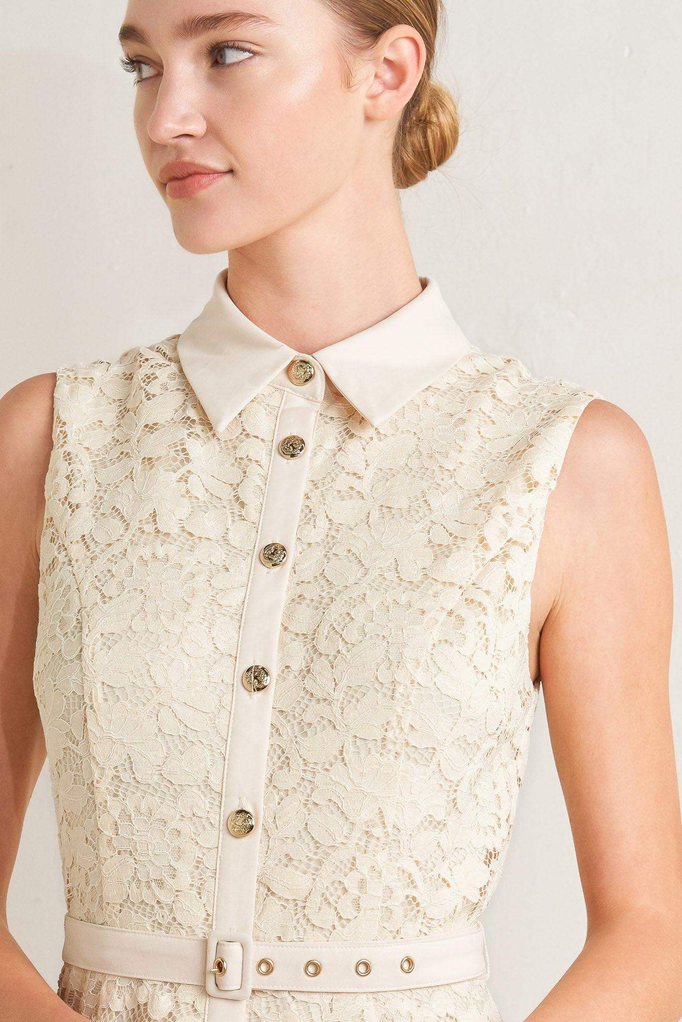 PURELY ROMANTIC WOVEN LACE MIDI DRESS - Flying Tomato - Flyclothing LLC