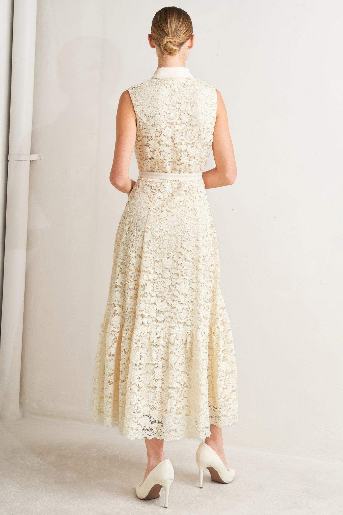 PURELY ROMANTIC WOVEN LACE MIDI DRESS - Flying Tomato - Flyclothing LLC