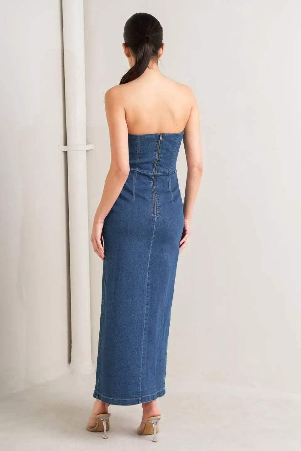 RAW ECHO DENIM MIDI DRESS - Flying Tomato - Flyclothing LLC