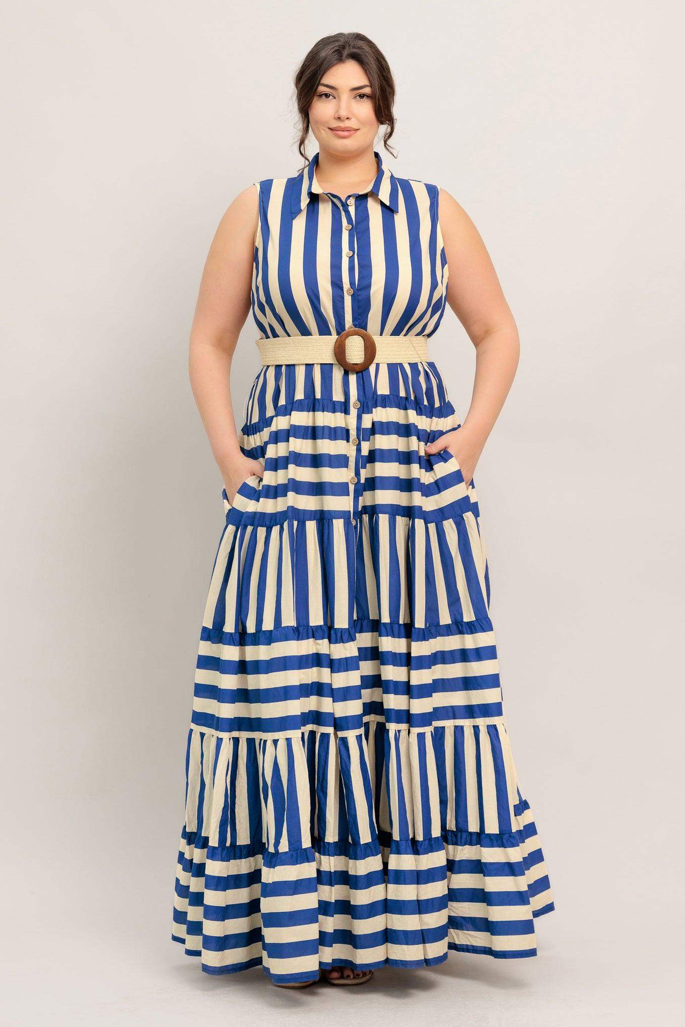 SUNSET BOARDWALK STRIP MAXI DRESS - Flying Tomato - Flyclothing LLC