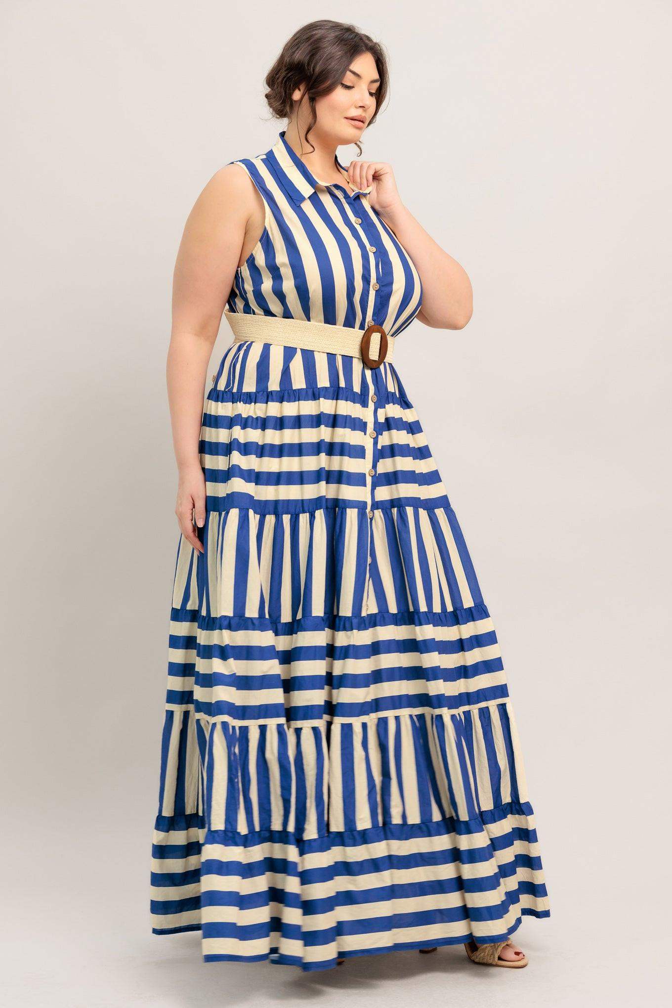 SUNSET BOARDWALK STRIP MAXI DRESS - Flying Tomato - Flyclothing LLC