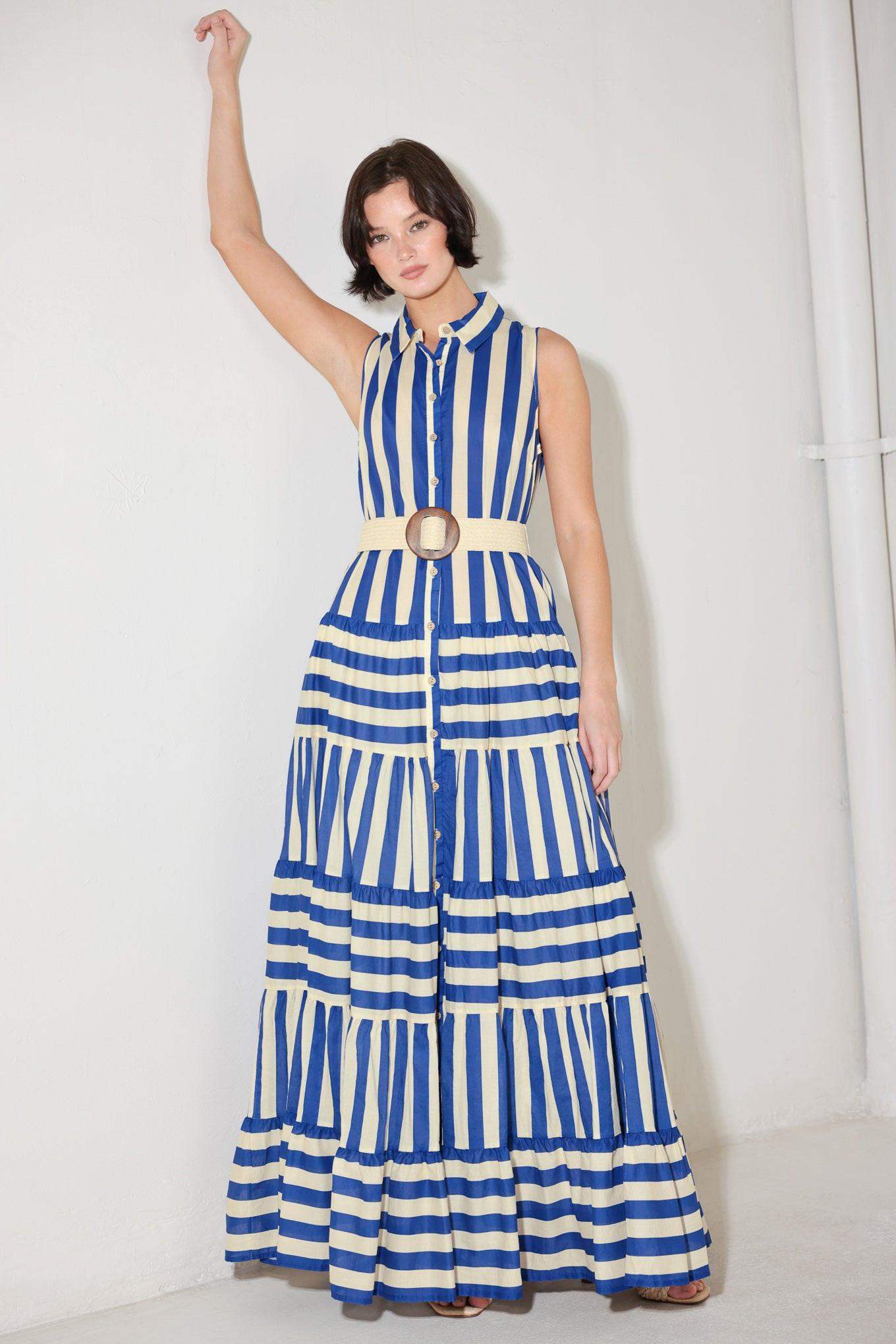 SUNSET BOARDWALK STRIP MAXI DRESS - Flying Tomato - Flyclothing LLC