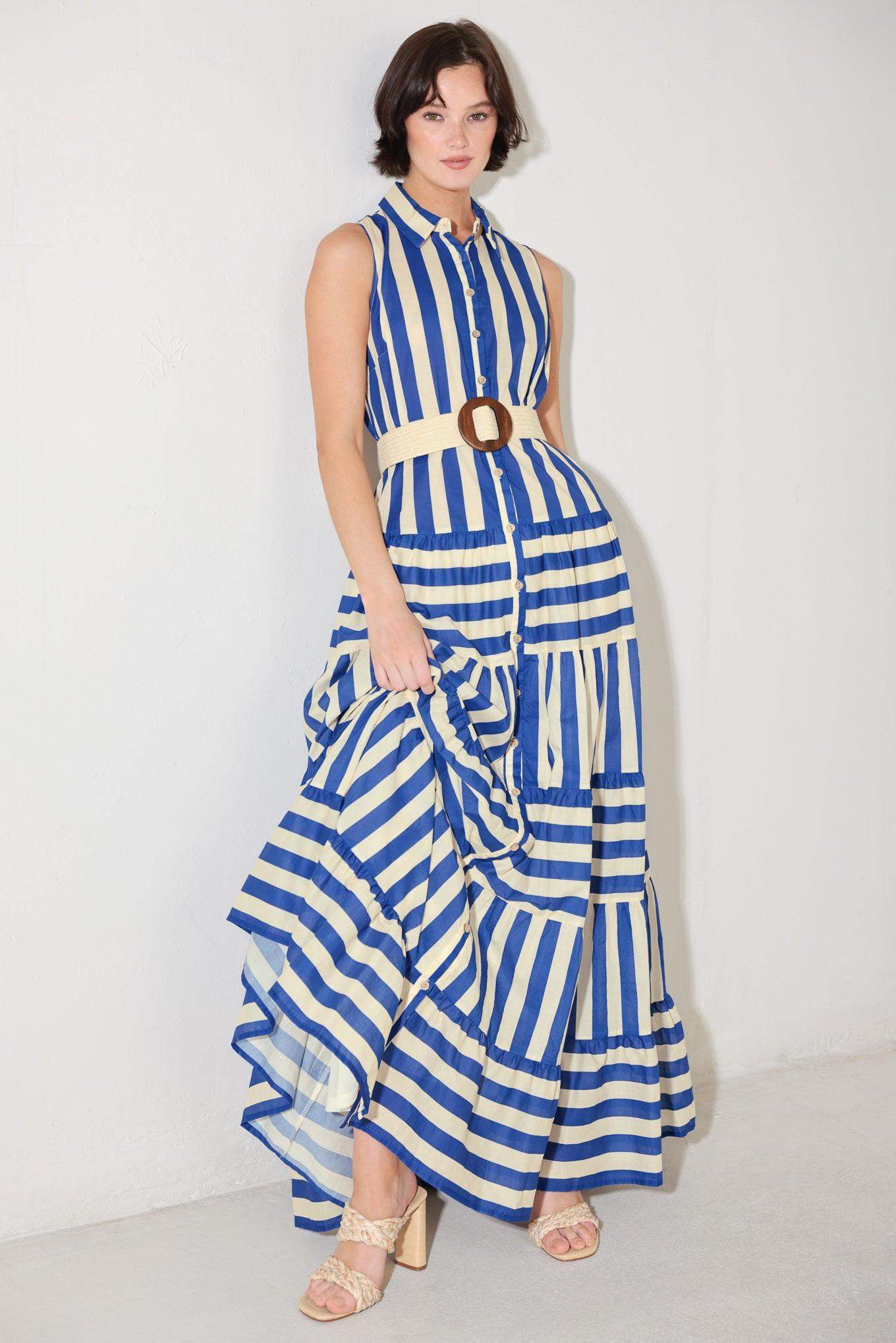 SUNSET BOARDWALK STRIP MAXI DRESS - Flying Tomato - Flyclothing LLC