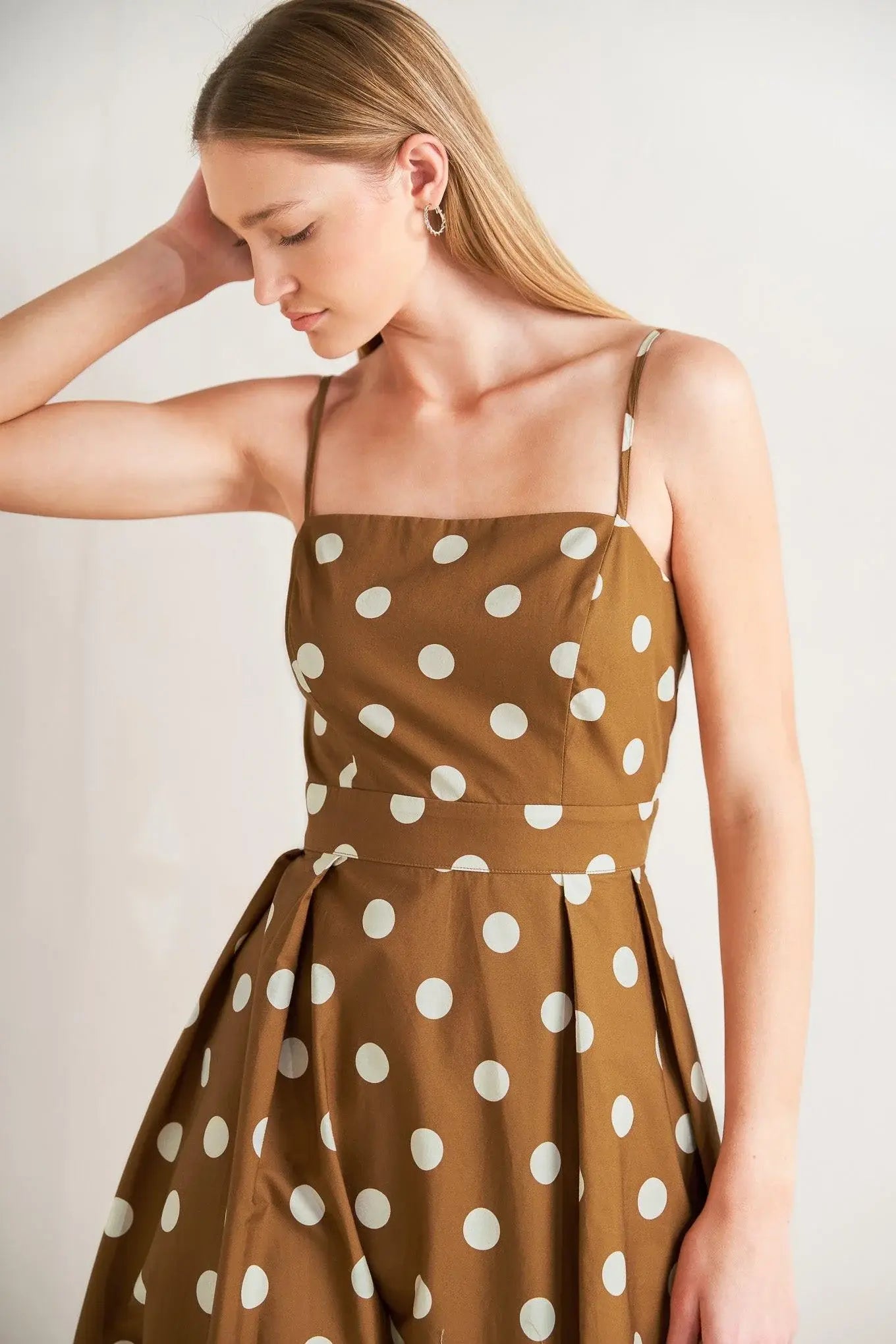 ESPRESSO DOT DREAM WOVEN MIDI DRESS - Flying Tomato - Flyclothing LLC
