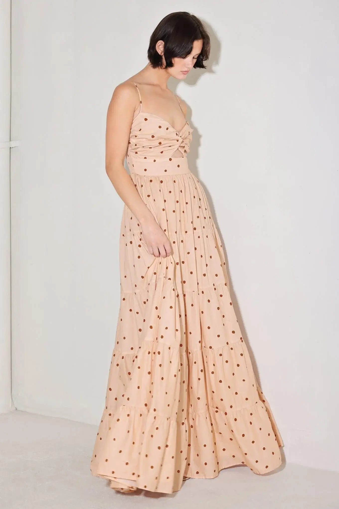 DOTTED DREAM WOVEN MAXI DRESS - Flying Tomato - Flyclothing LLC