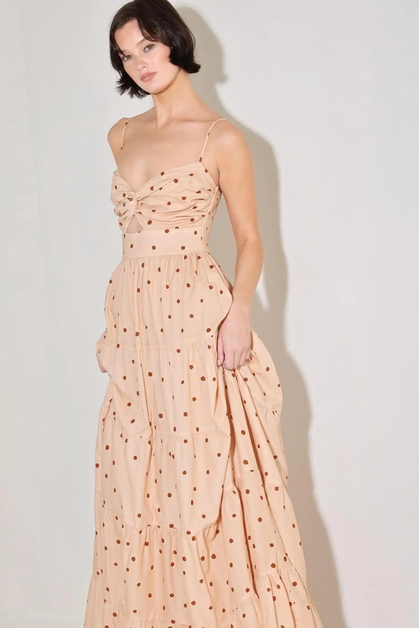 DOTTED DREAM WOVEN MAXI DRESS - Flying Tomato - Flyclothing LLC