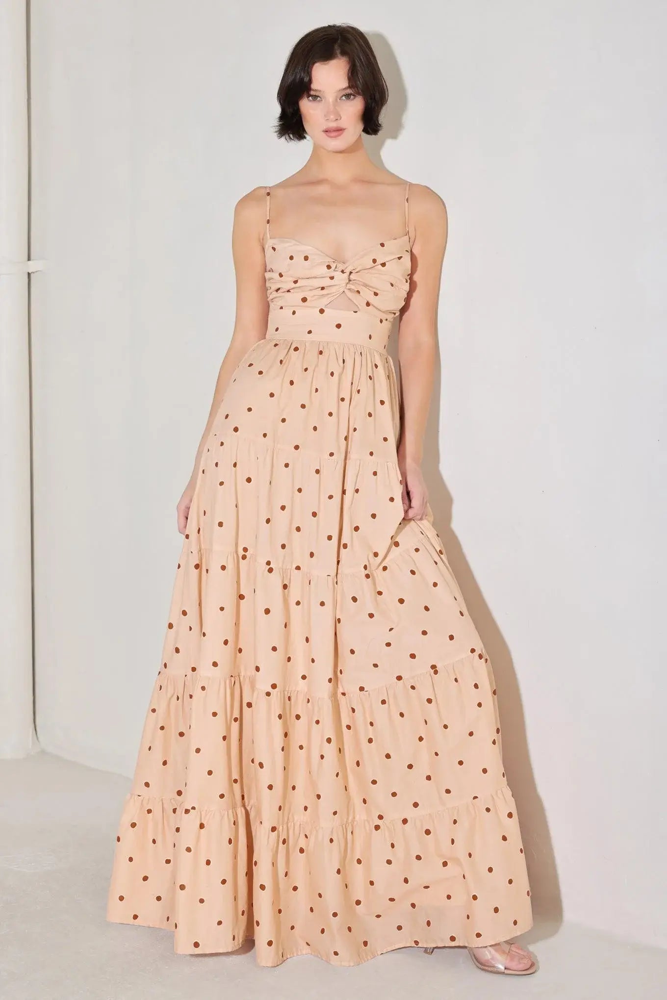 DOTTED DREAM WOVEN MAXI DRESS - Flying Tomato - Flyclothing LLC