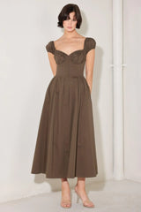 MOCHA MUSE MOMENT WOVEN MIDI DRESS - Flying Tomato - Flyclothing LLC