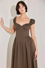 MOCHA MUSE MOMENT WOVEN MIDI DRESS - Flying Tomato - Flyclothing LLC