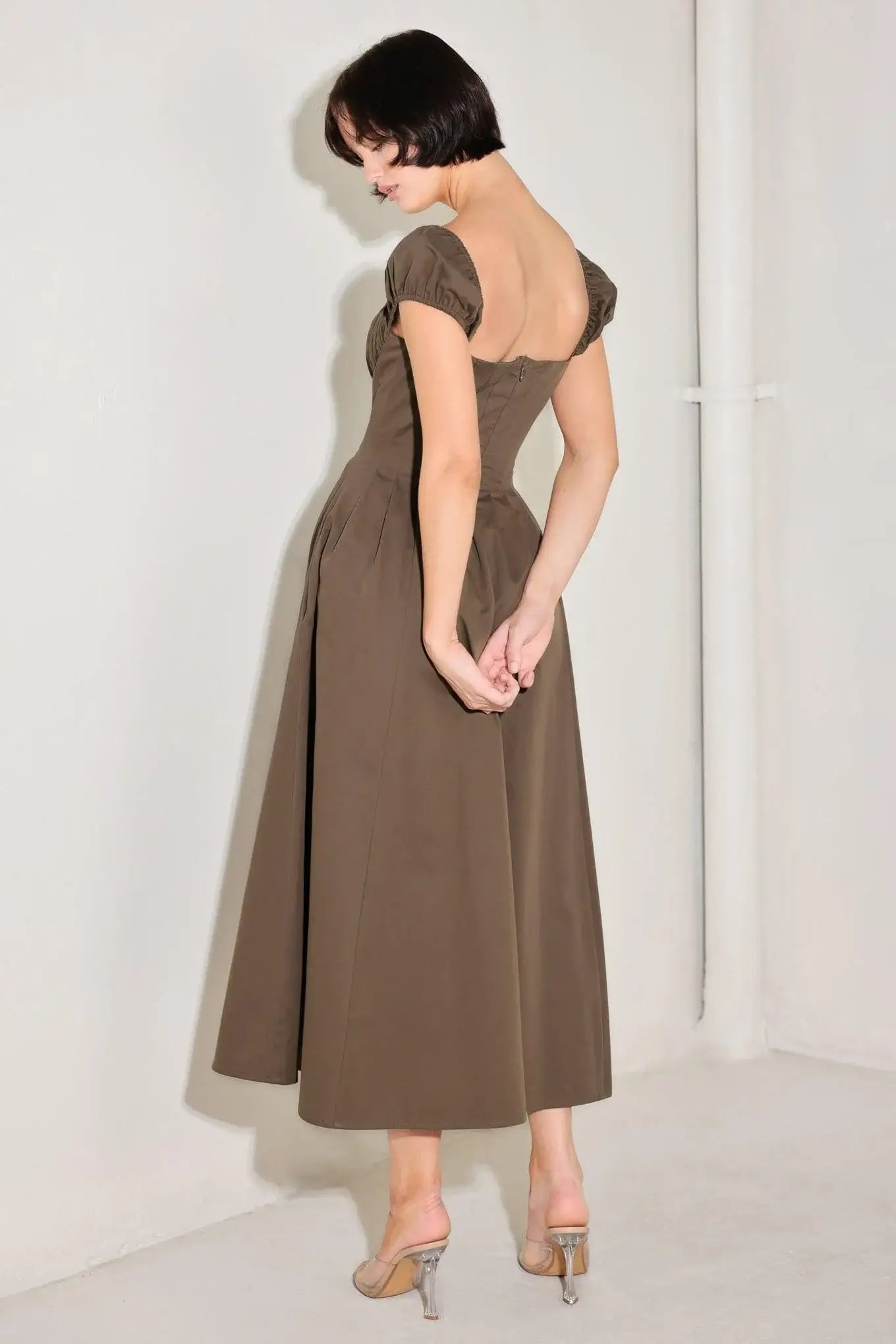 MOCHA MUSE MOMENT WOVEN MIDI DRESS - Flying Tomato - Flyclothing LLC