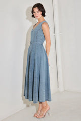 SIMPLY STUNNING DENIM MIDI DRESS - Flying Tomato - Flyclothing LLC