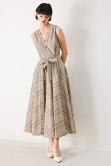 SWEET STRIPE WOVEN MIDI DRESS - Flying Tomato - Flyclothing LLC