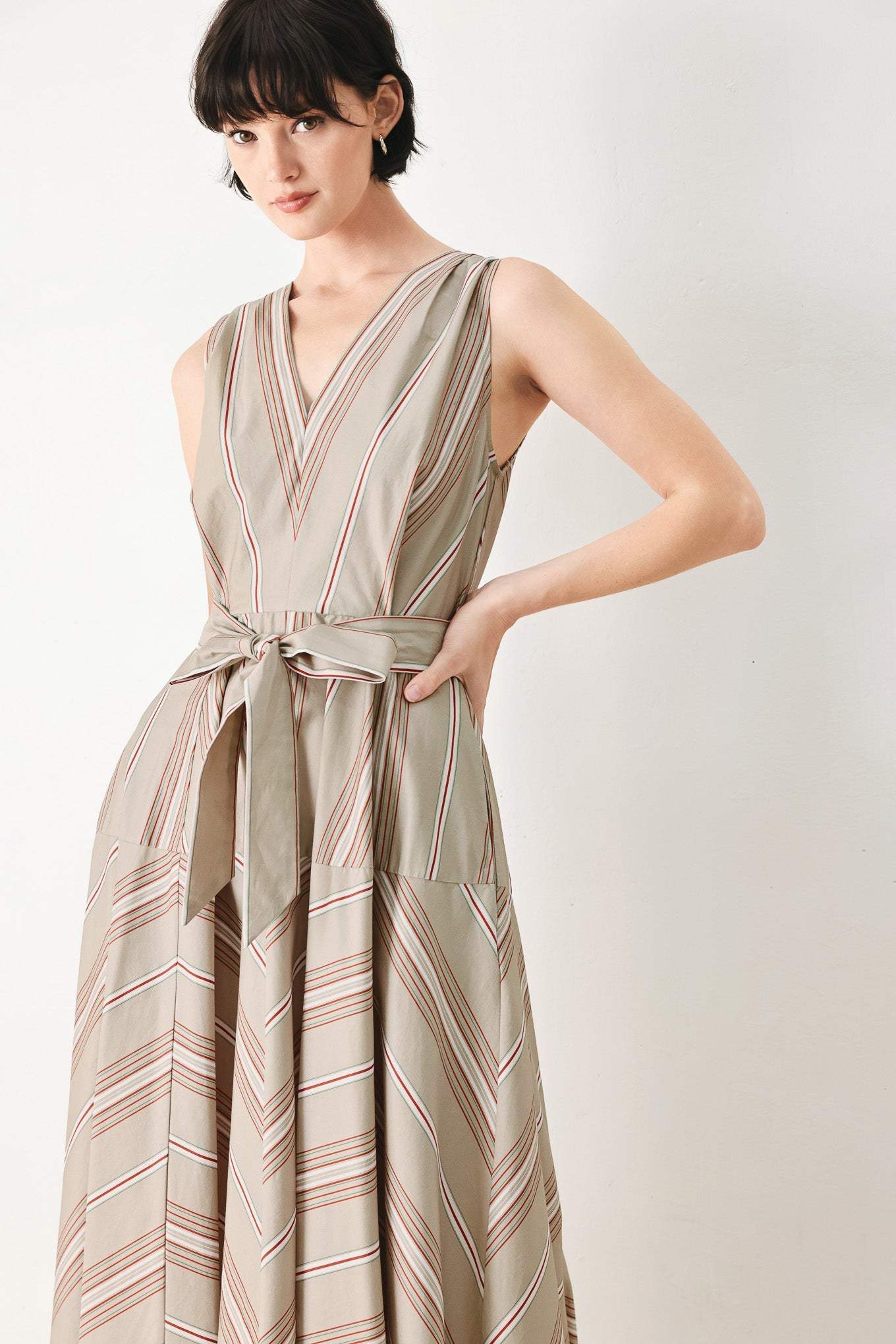 SWEET STRIPE WOVEN MIDI DRESS - Flying Tomato - Flyclothing LLC