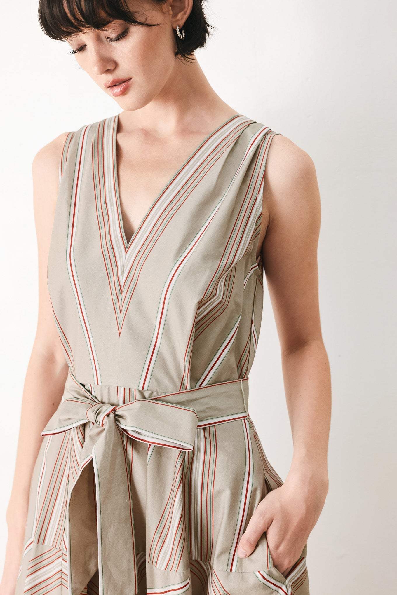 SWEET STRIPE WOVEN MIDI DRESS - Flying Tomato - Flyclothing LLC