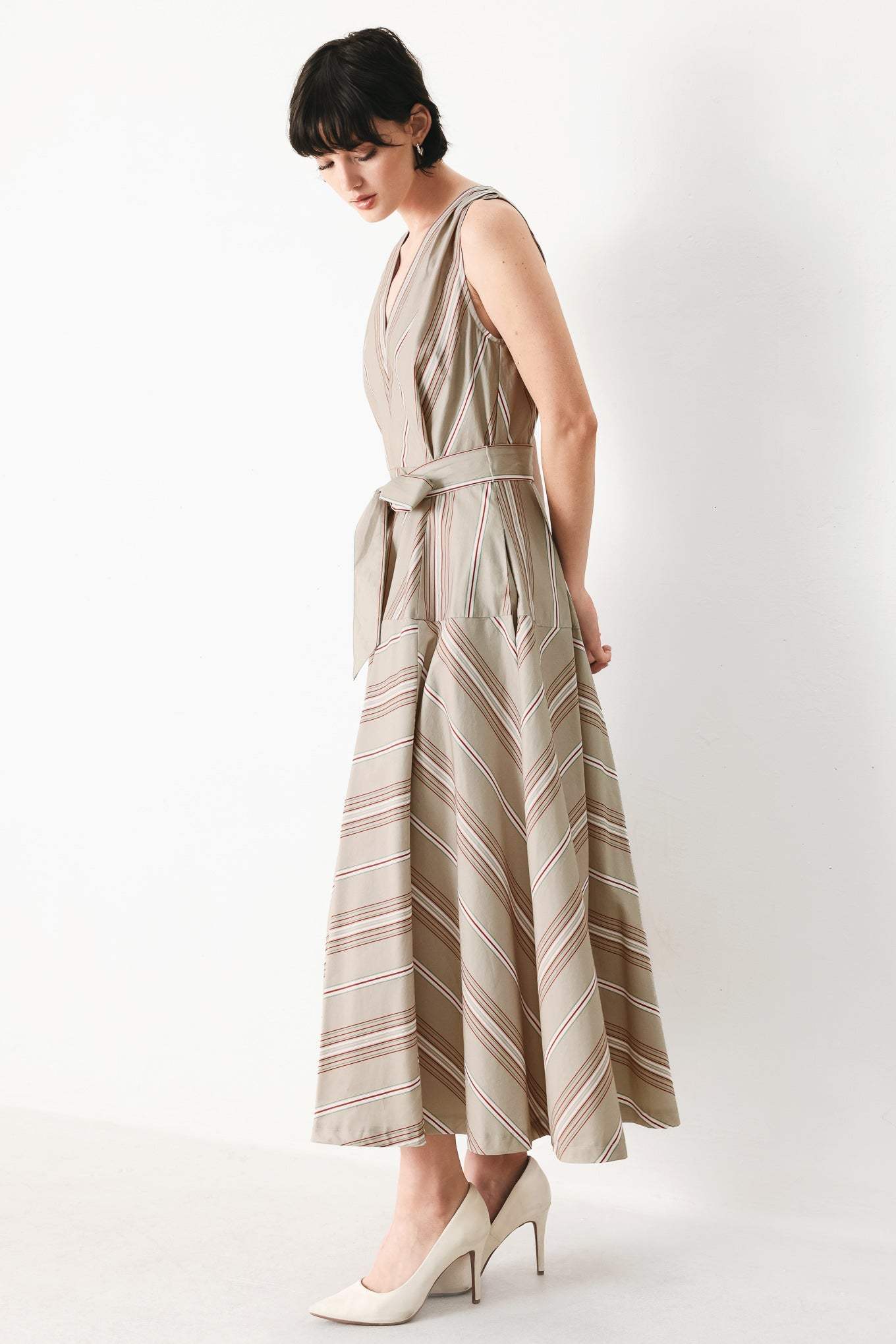 SWEET STRIPE WOVEN MIDI DRESS - Flying Tomato - Flyclothing LLC
