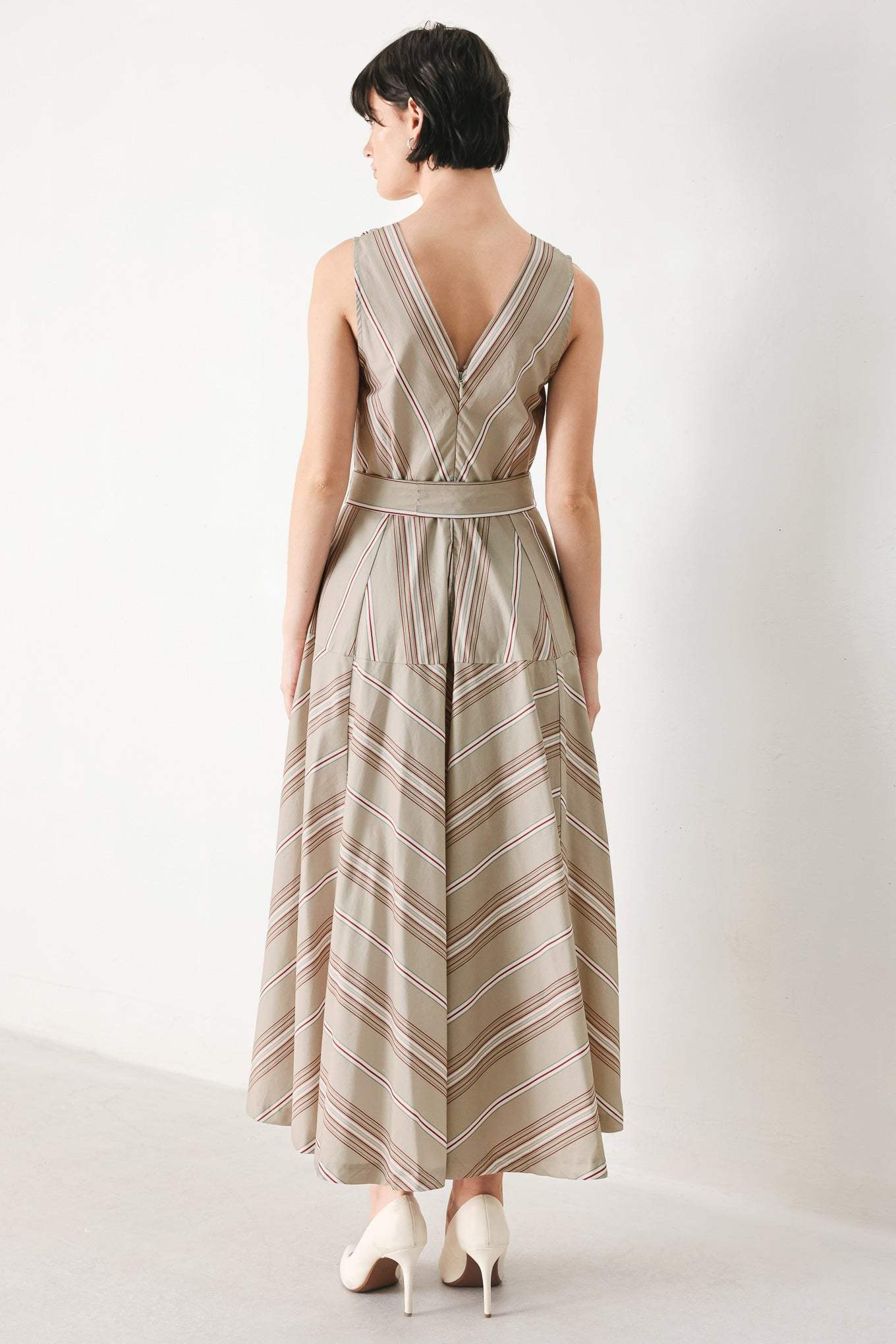 SWEET STRIPE WOVEN MIDI DRESS - Flying Tomato - Flyclothing LLC