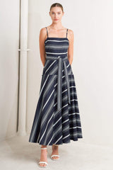 SWEET ESCAPE STRIPE WOVEN MIDI DRESS - Flying Tomato - Flyclothing LLC