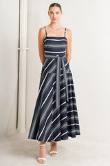 SWEET ESCAPE STRIPE WOVEN MIDI DRESS - Flying Tomato - Flyclothing LLC