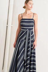 SWEET ESCAPE STRIPE WOVEN MIDI DRESS - Flying Tomato - Flyclothing LLC