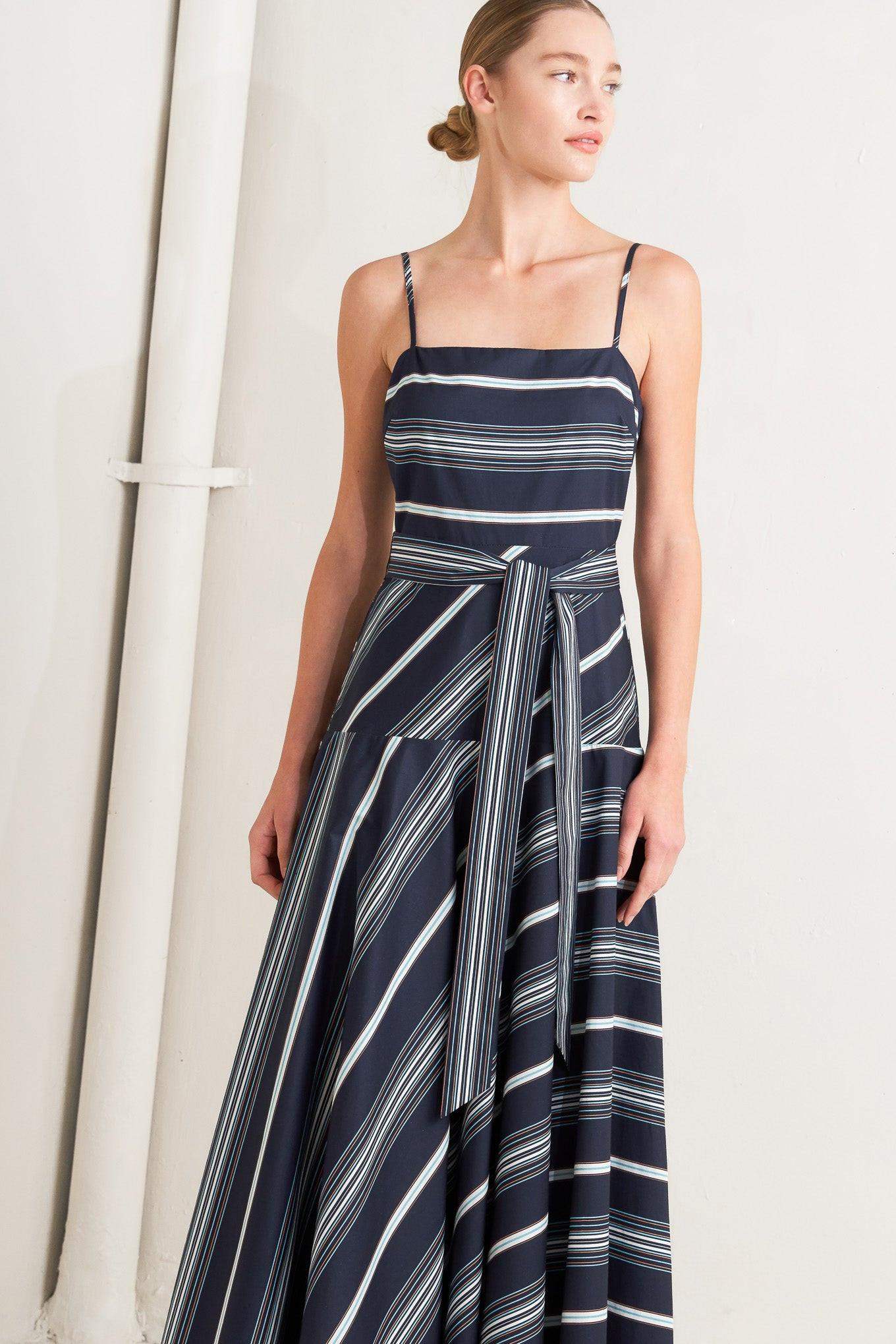 SWEET ESCAPE STRIPE WOVEN MIDI DRESS - Flying Tomato - Flyclothing LLC