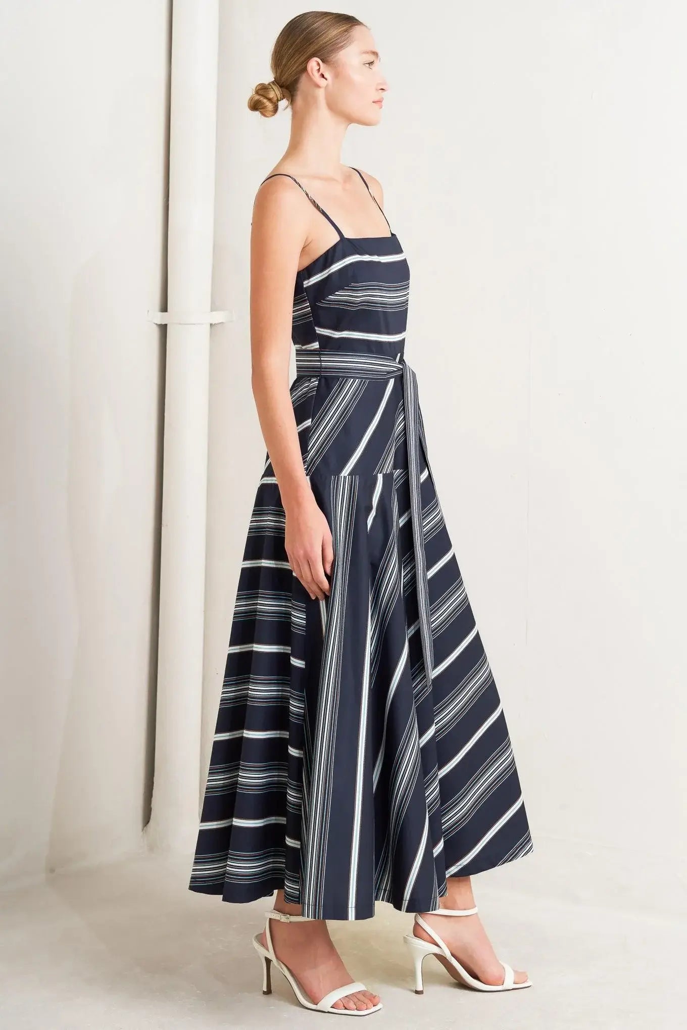 SWEET ESCAPE STRIPE WOVEN MIDI DRESS - Flying Tomato - Flyclothing LLC